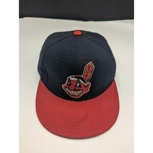 CLEVELAND INDIANS Baseball Vtg New Era 7 1/8 Diamond Hat 59FIFTY PRO MODEL USA